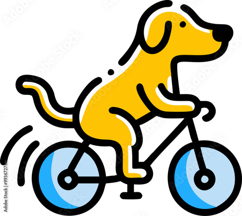 dog on bike, icon broken line