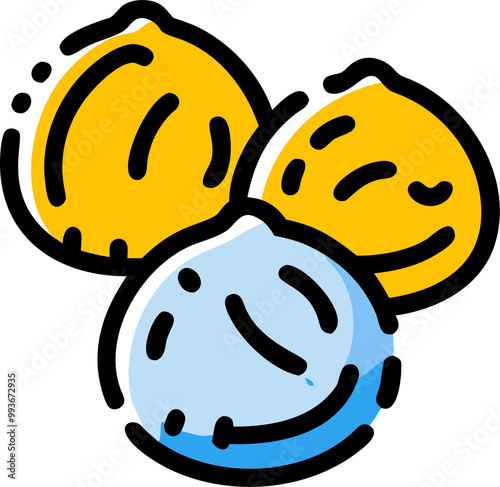 group of walnuts, icon broken line