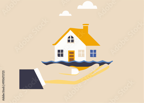 house insurance protection from disaster, safety and rescue from storm and flood, home care