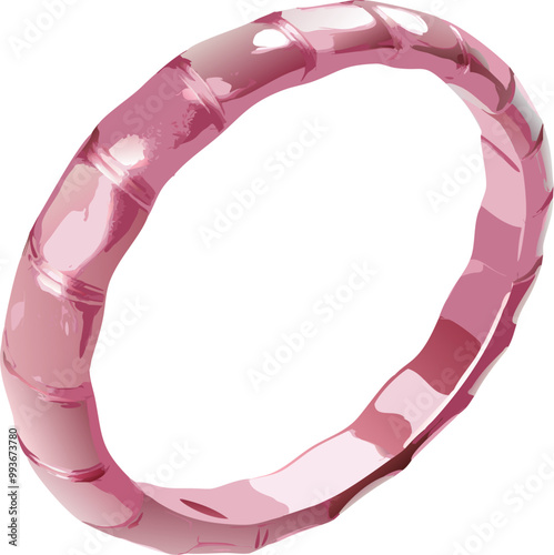 bracelet made of flowing shiny mercury side view on a pink background, icon