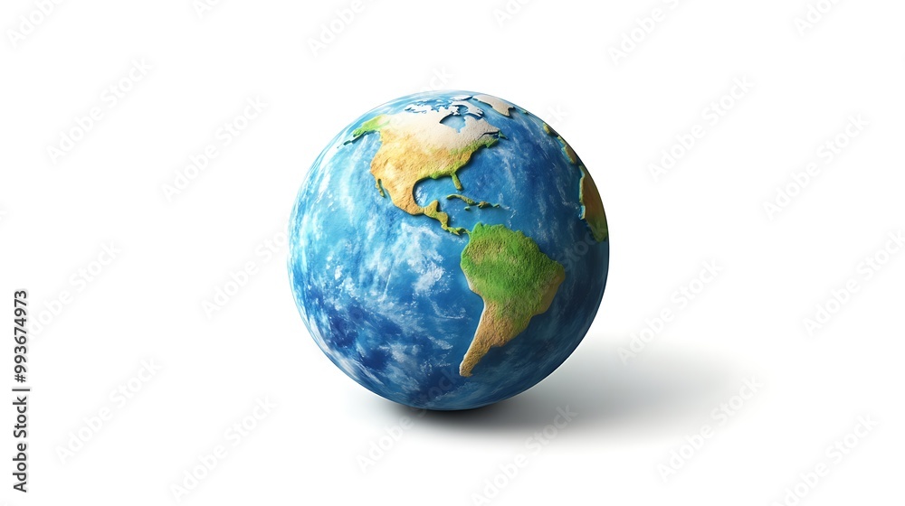 A 3D rendering of planet Earth, isolated on a white background, with North and South America visible. A 3D rendering of planet Earth, isolated on a white background, with North and South America visible.