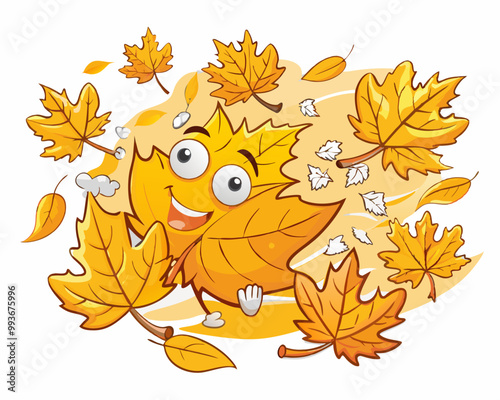 levitation of maple and oak autumn leaves on a white isolated background
