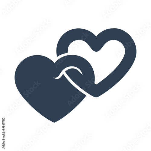 Two Hearts Icon, Two intertwined hearts icon