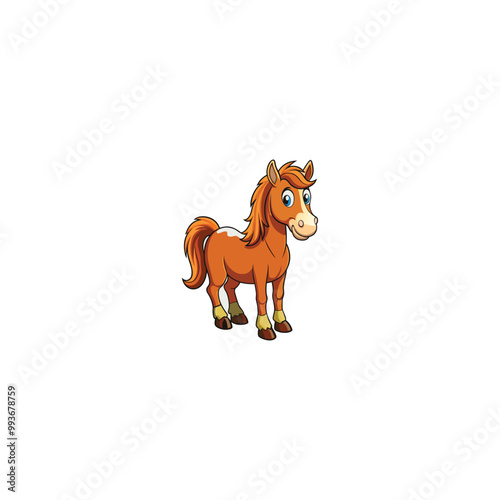 Cartoon happy donkey showing ass isolated on a white background