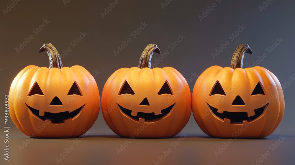 Halloween icon pumpkins, 3D rendering Halloween icon pumpkins, 3D rendering
