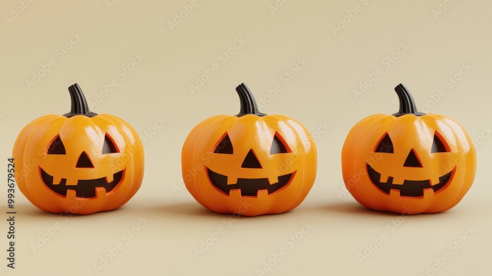 Halloween icon pumpkins, 3D rendering