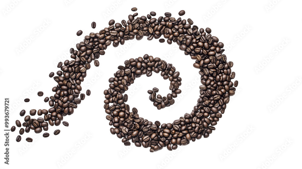 Transparent HD PNG of Spiral Shape Coffee Beans. Generative AI. Transparent HD PNG of Spiral Shape Coffee Beans. Generative AI.