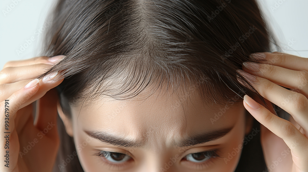 Young woman with hair loss problem, closeup. Hair loss problem Young woman with hair loss problem, closeup. Hair loss problem