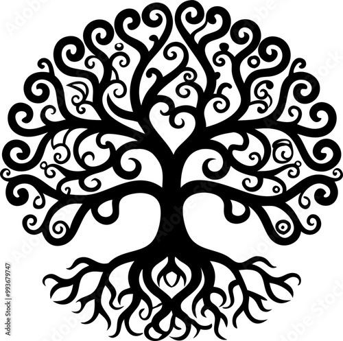 life tree in curl, icon