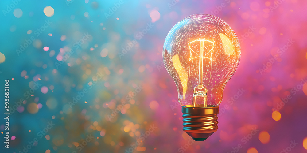 Light Bulb Against Purple and Pink Gradient Background Light Bulb Against Purple and Pink Gradient Background