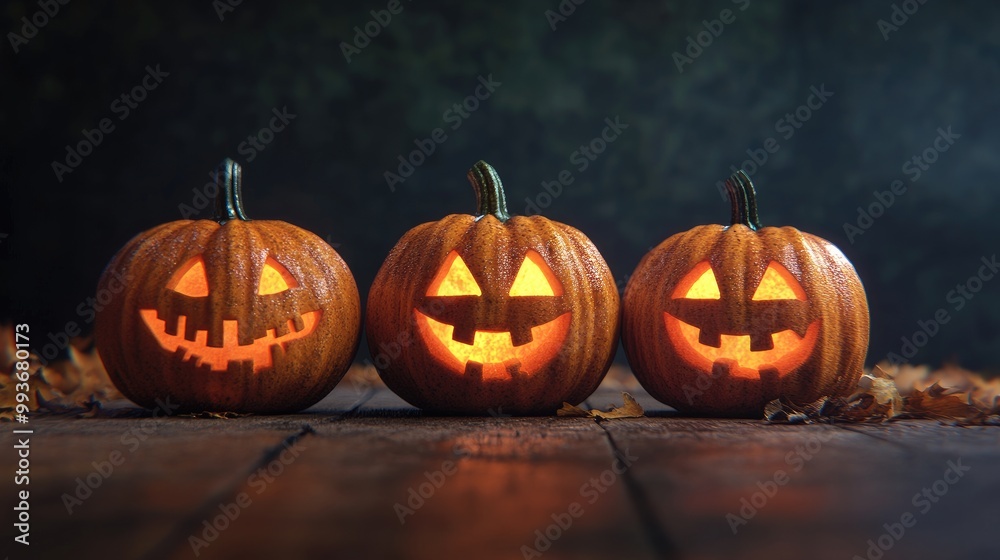 Halloween icon pumpkins, 3D rendering Halloween icon pumpkins, 3D rendering