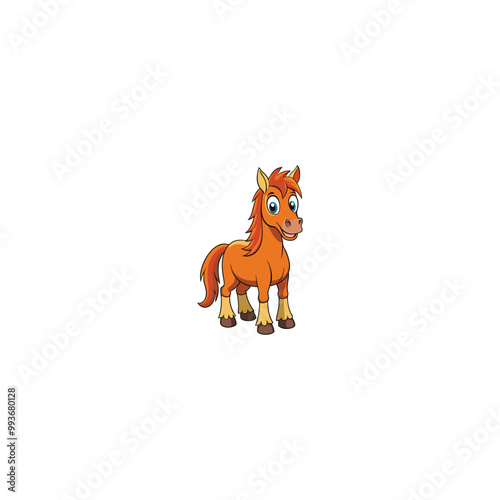 Cartoon happy donkey showing ass isolated on a white background