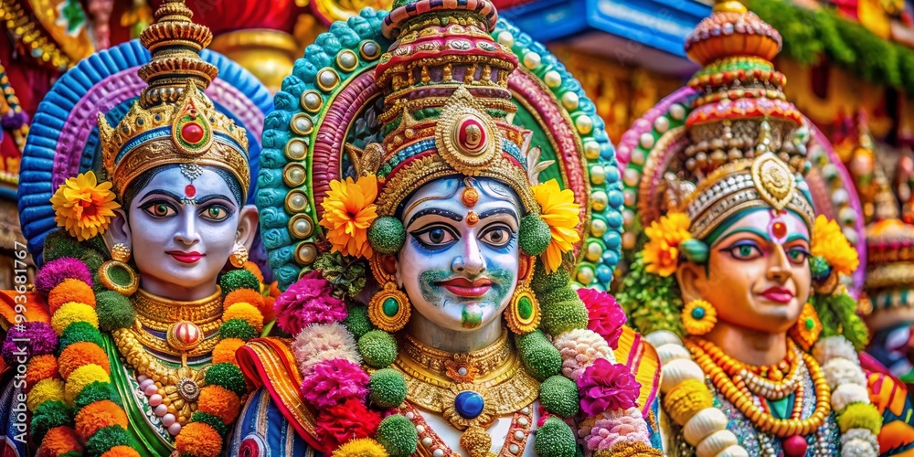 Vibrant Hindu Style Artistic Elements in Traditional Patterns and Colors for Cultural Celebrations