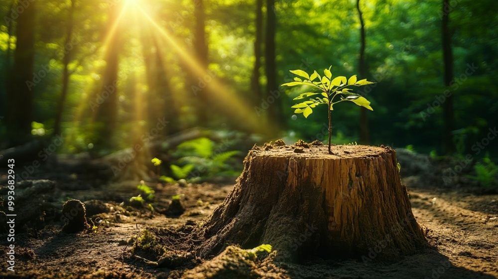 New Life Amidst Old Roots: A Symbol of Hope. AI generated illustration New Life Amidst Old Roots: A Symbol of Hope. AI generated illustration
