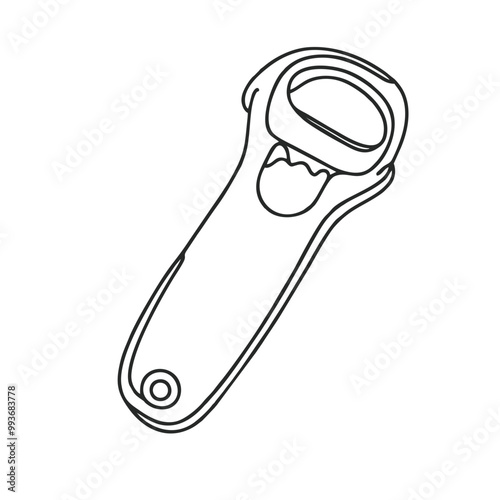 Bottle opener. Icon. Vector drawing. One line art. A simple drawing of a continuous line of a kitchen electric appliance.