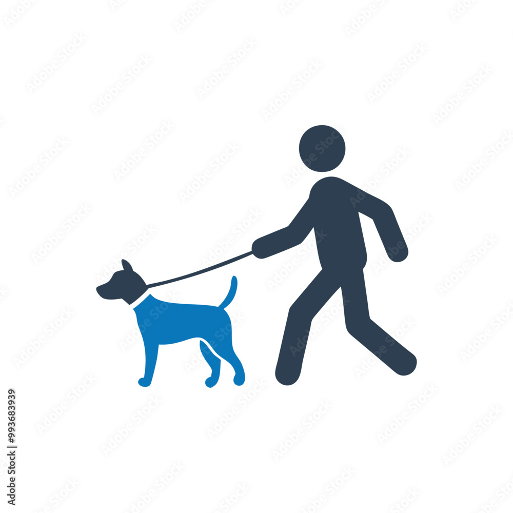 Service Dog Icon, Person walking a dog on a leash icon Service Dog Icon, Person walking a dog on a leash icon