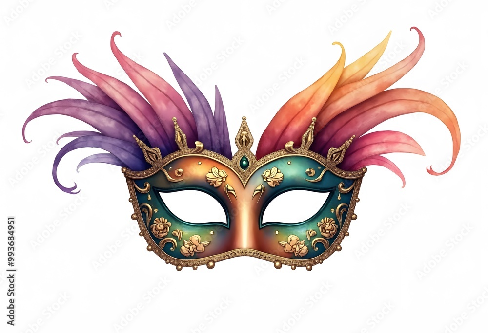 Fototapeta premium Mardi Gras mask isolated on white. illustration 