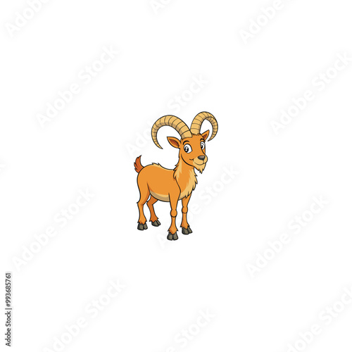 Cute Illustration of A Happy Looking cartoon goat
