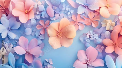 Pastel Paper Flowers: A Delicate Floral Background