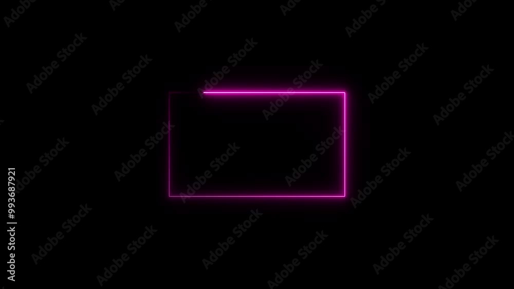 neon rectangle frame. Neon rectangle border. Seamless loop neon rectangle frame. Neon rectangle border. Seamless loop