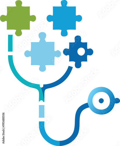 i want a draw of stetoscope made of puzzle, icon