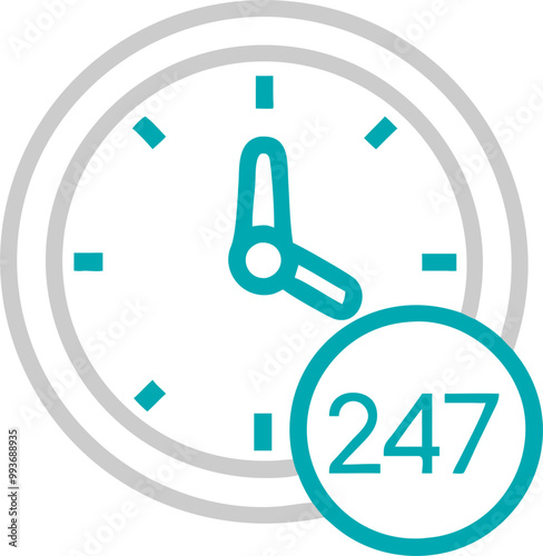 a clock with a lock or key icon, indicating 247 service availability associated with emergency