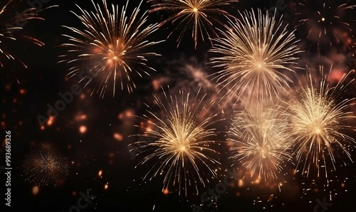 "Explosive Fireworks Illuminate the Night Sky, Marking the Start of a Colorful and Sparkling New Year"