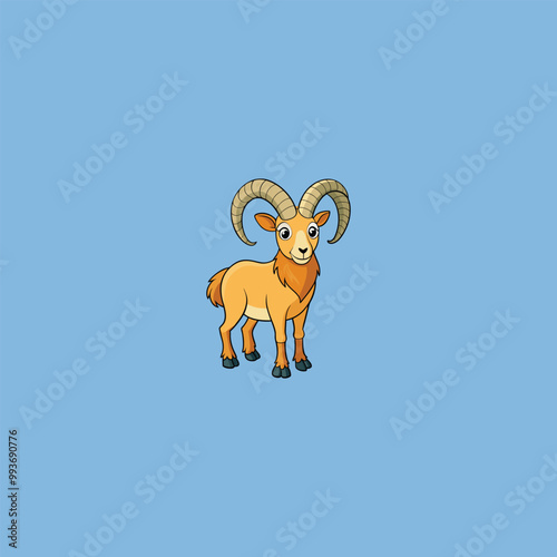 Cute Illustration of A Happy Looking cartoon goat
