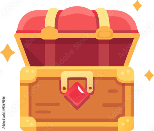gold chest with ruby, icon