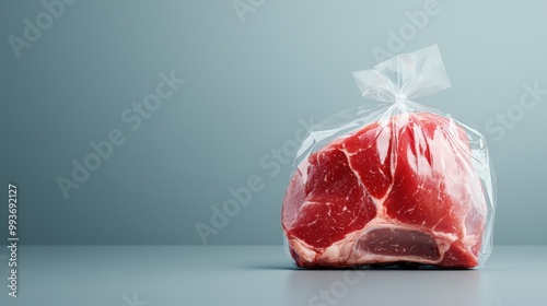 A fresh cut of beef packaged in a clear plastic bag, perfect for culinary use. Ideal for cooking enthusiasts looking to prepare healthy and flavorful meals.