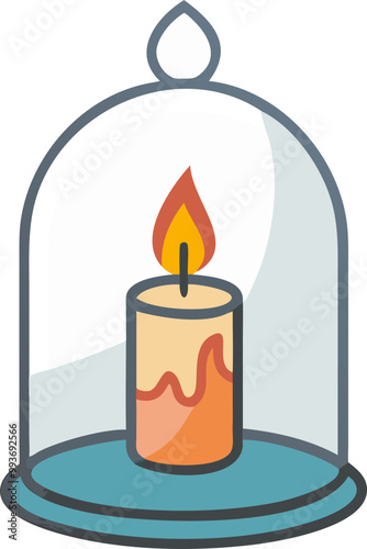 a candle whose flame is slowly dying out or has already gone out, surrounded by a transparent hood,