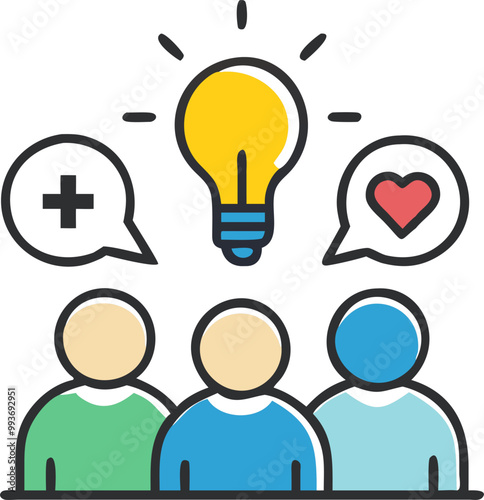 usuarios de un centro de salud que aportan con sus ideas, icon