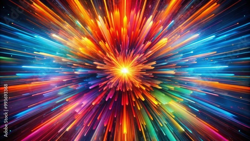 Vibrant Light Explosion Creating Abstract Patterns and Bright Colors Against a Dark Background