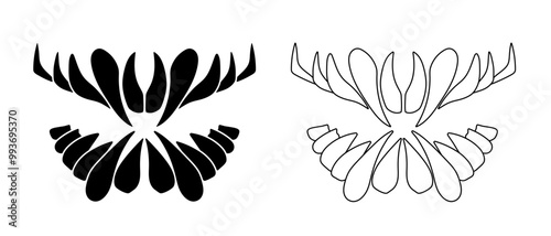 Predators teeth tattoo. Black beast jaw logo. Monsters fang outline for decoration.