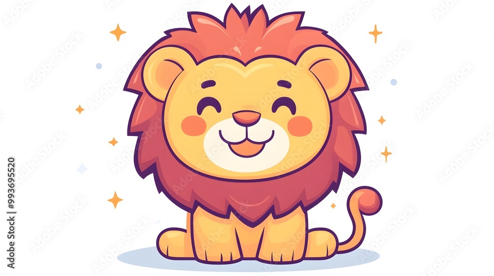 Adorable Korean-Style Lion Icon in Minimal Flat Adorable Korean-Style Lion Icon in Minimal Flat