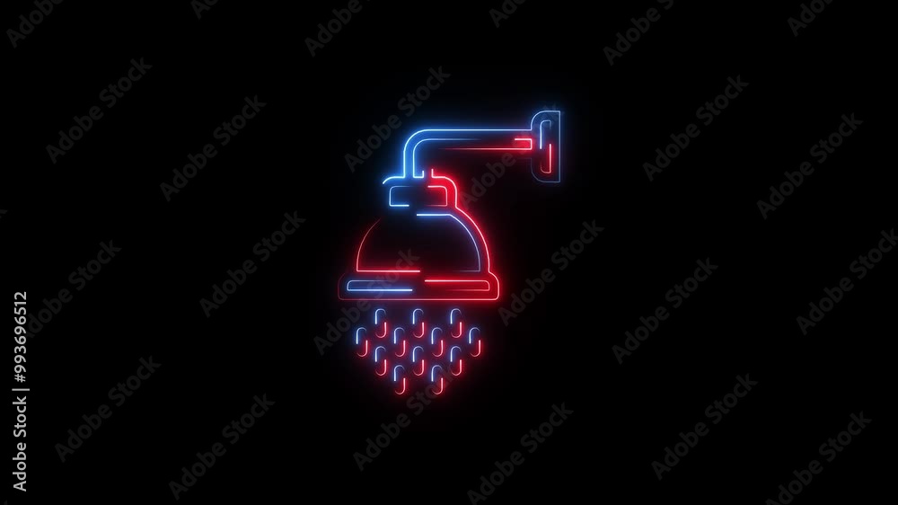 lowing neon water shower icon isolated lowing neon water shower icon isolated