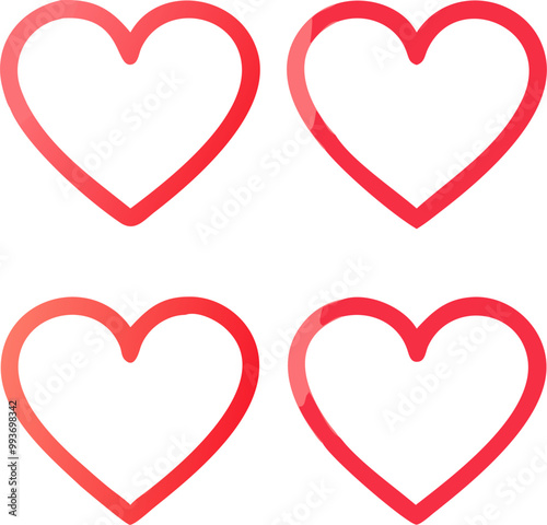 heart sets icon vector, white background, icon