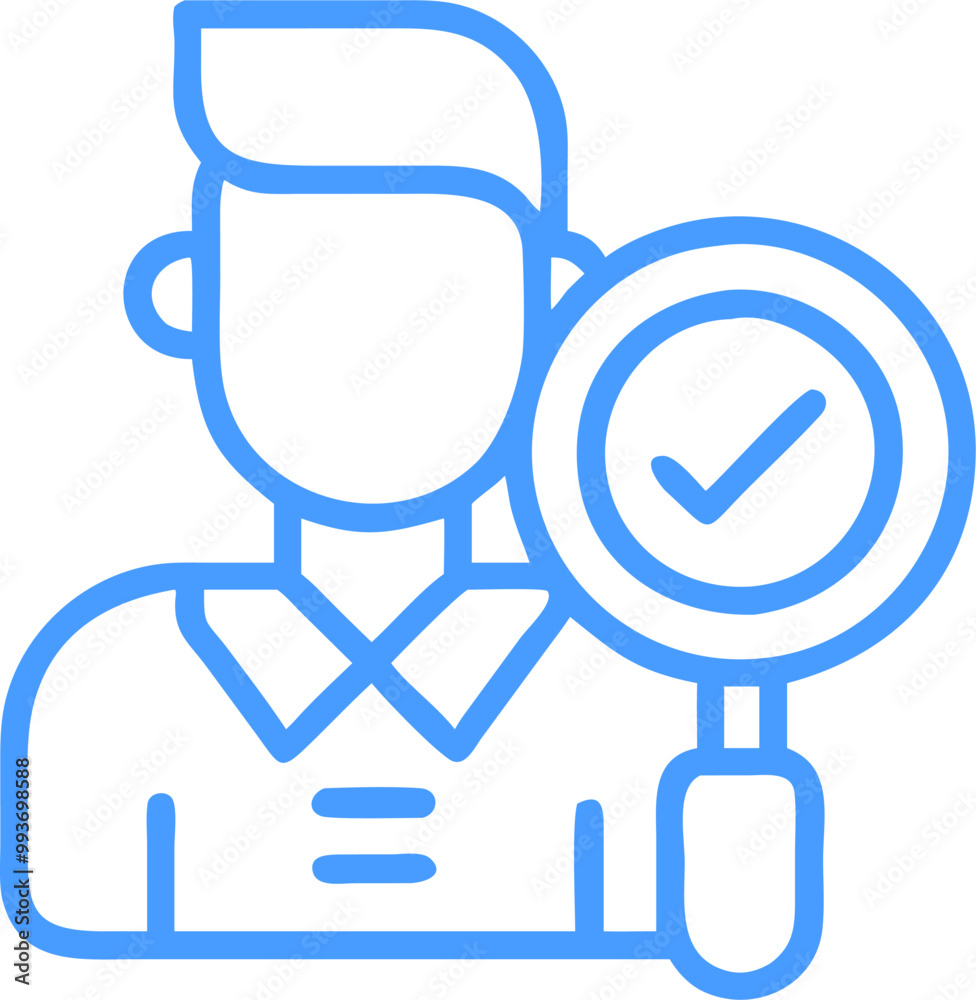 a minimalist icon featuring the silhouette of a person holding a magnifying glass the lines should a minimalist icon featuring the silhouette of a person holding a magnifying glass the lines should