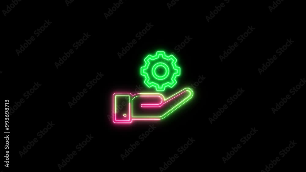 Abstract neon glowing responsibility with gear icon Abstract neon glowing responsibility with gear icon