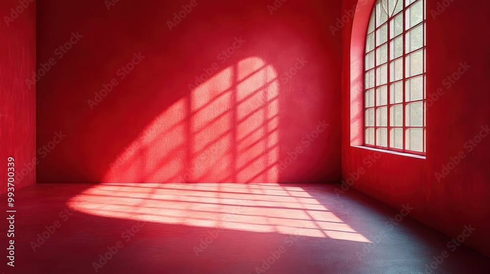3d studio room showcasing a product presentation with a red backdrop light streaming through the window onto an empty tabletop emphasizing minimalism and clarity 3d studio room showcasing a product presentation with a red backdrop light streaming through the window onto an empty tabletop emphasizing minimalism and clarity