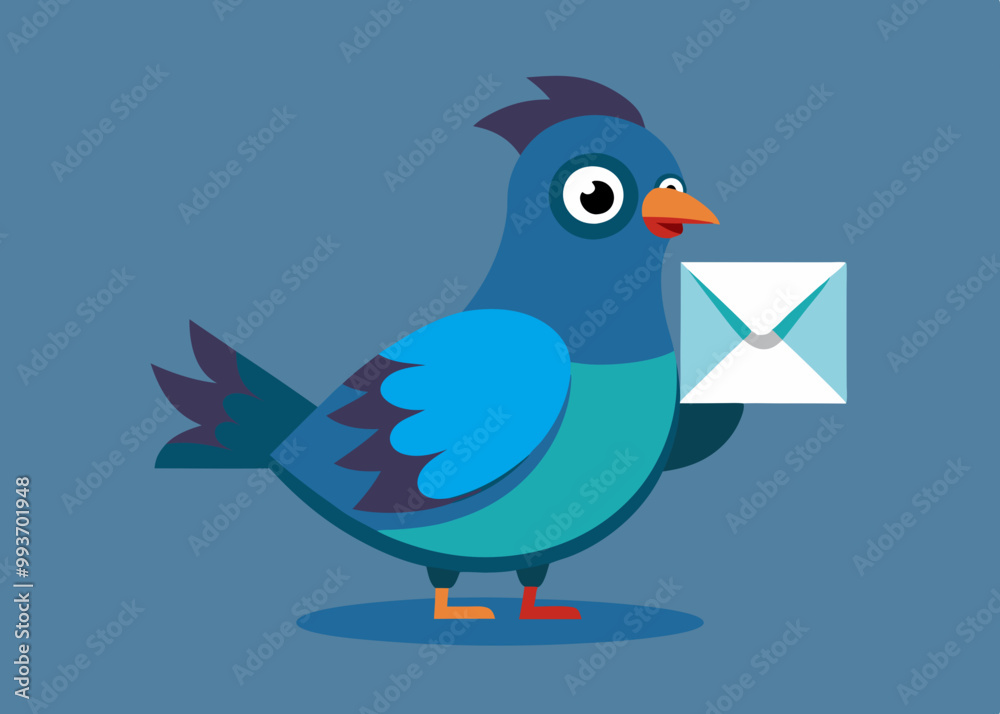 Illustration of cute bird with letter
Illustration of cute bird with letter