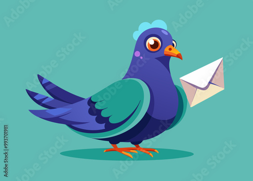 Illustration of cute bird with letter
