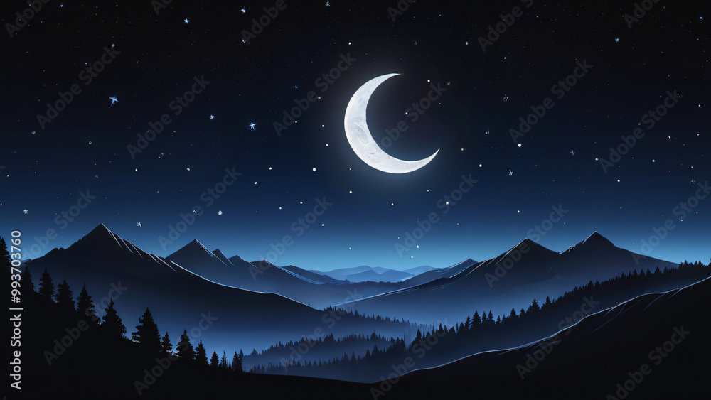 landscape with mountains and moon landscape with mountains and moon