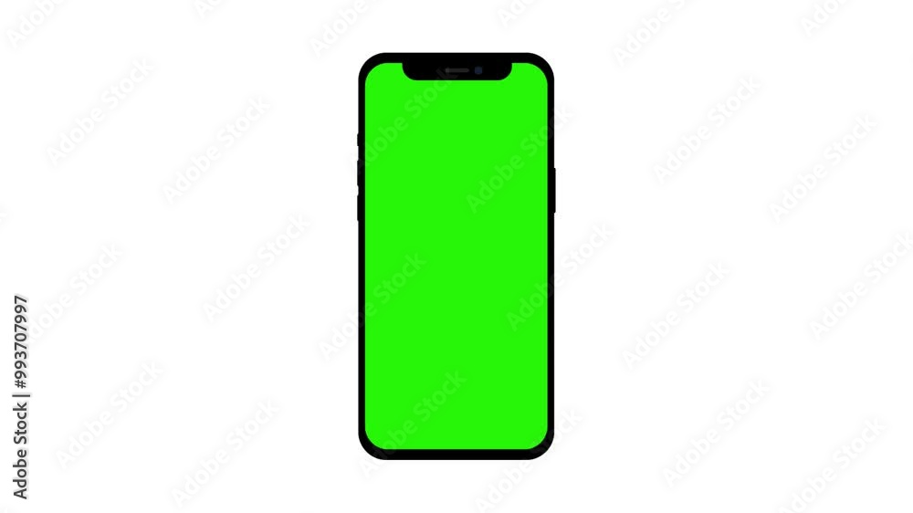 Animated mobile phone mockup with green screen isolated on white background. Animated mobile phone mockup with green screen isolated on white background.