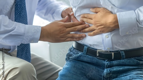 Medical Professional Examining Patient's Abdomen During Routine Check-up