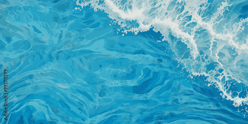 Seamless wave water ocean soft blue curve line background. Water  ocean wave white and soft blue aqua, teal texture. Vector sea, wave, water background.