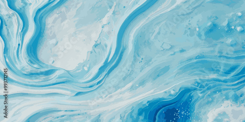 Silver and blue wavy sea ocean marble texture background.