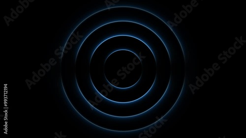 Seamless loop.Neon Wave abstract background. waves animation come from center. neon line radio wave animation on black background.