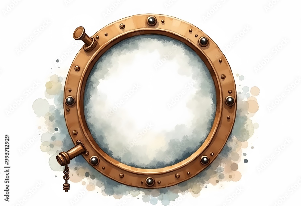 Ship porthole with with dirty glass. On white background. 3d render Ship porthole with with dirty glass. On white background. 3d render
