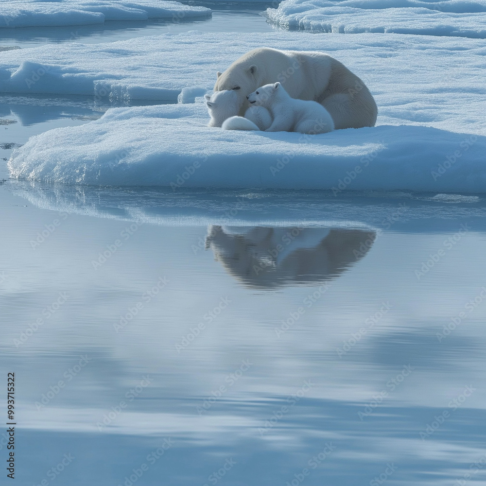 Naklejka premium polar bear on ice